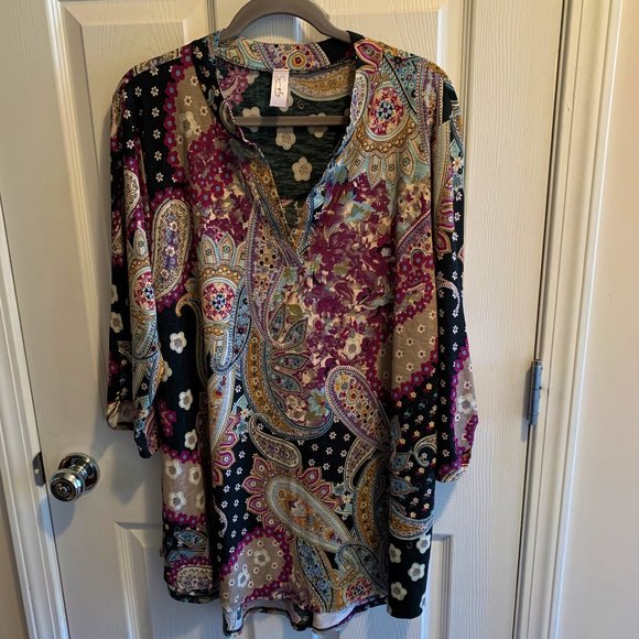 Simply Obsessed XXL multi print tunic / coverup NEW - Picture 1 of 3